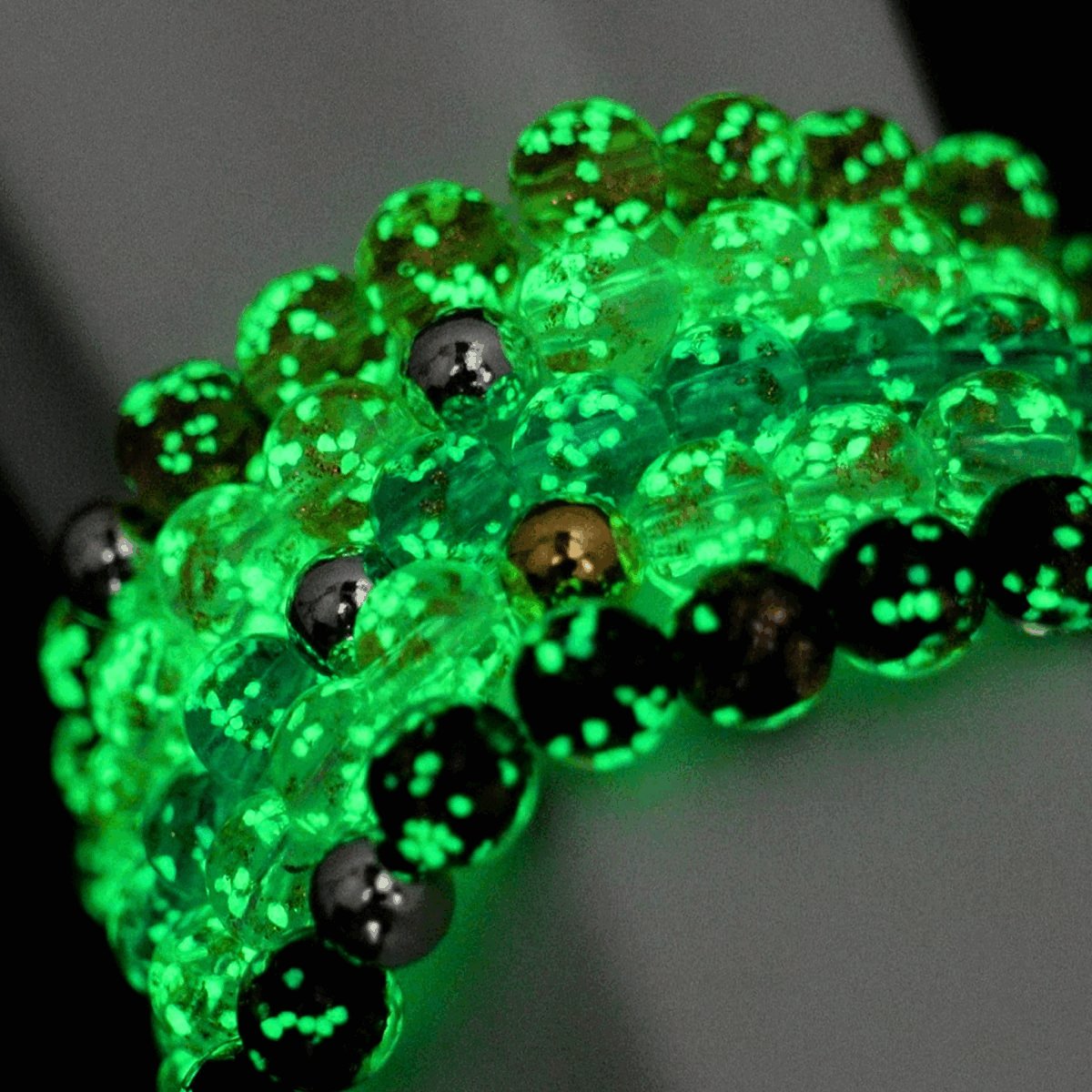 Glow in The Dark Green Glitter Fortune Bracelet