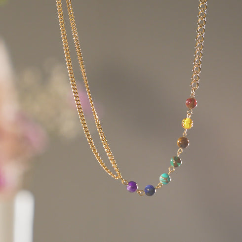 Rainbow Chakra Gemstone Silver Necklace – Infinite Self Love
