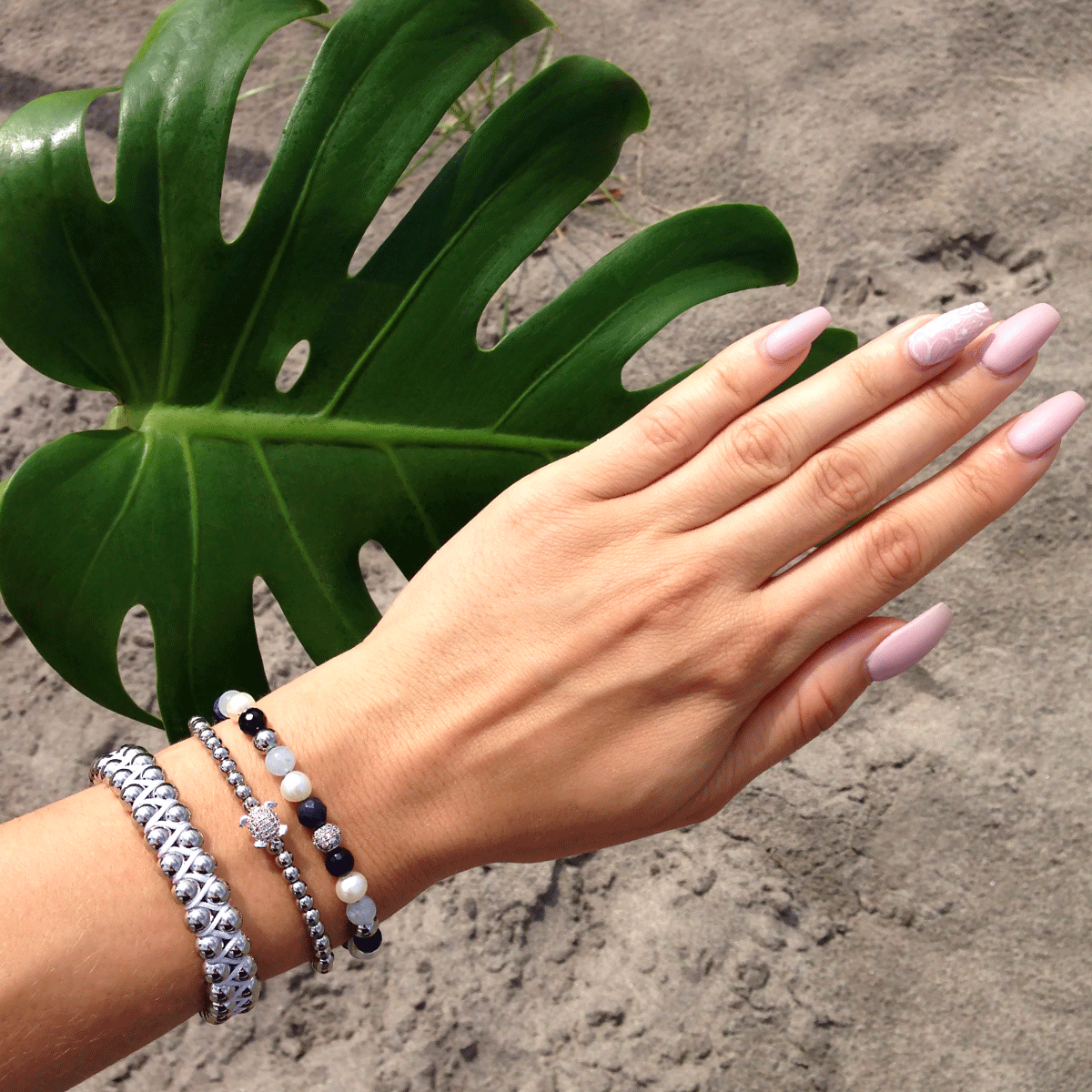 Bracelet Multirang Tortue en cristal marine