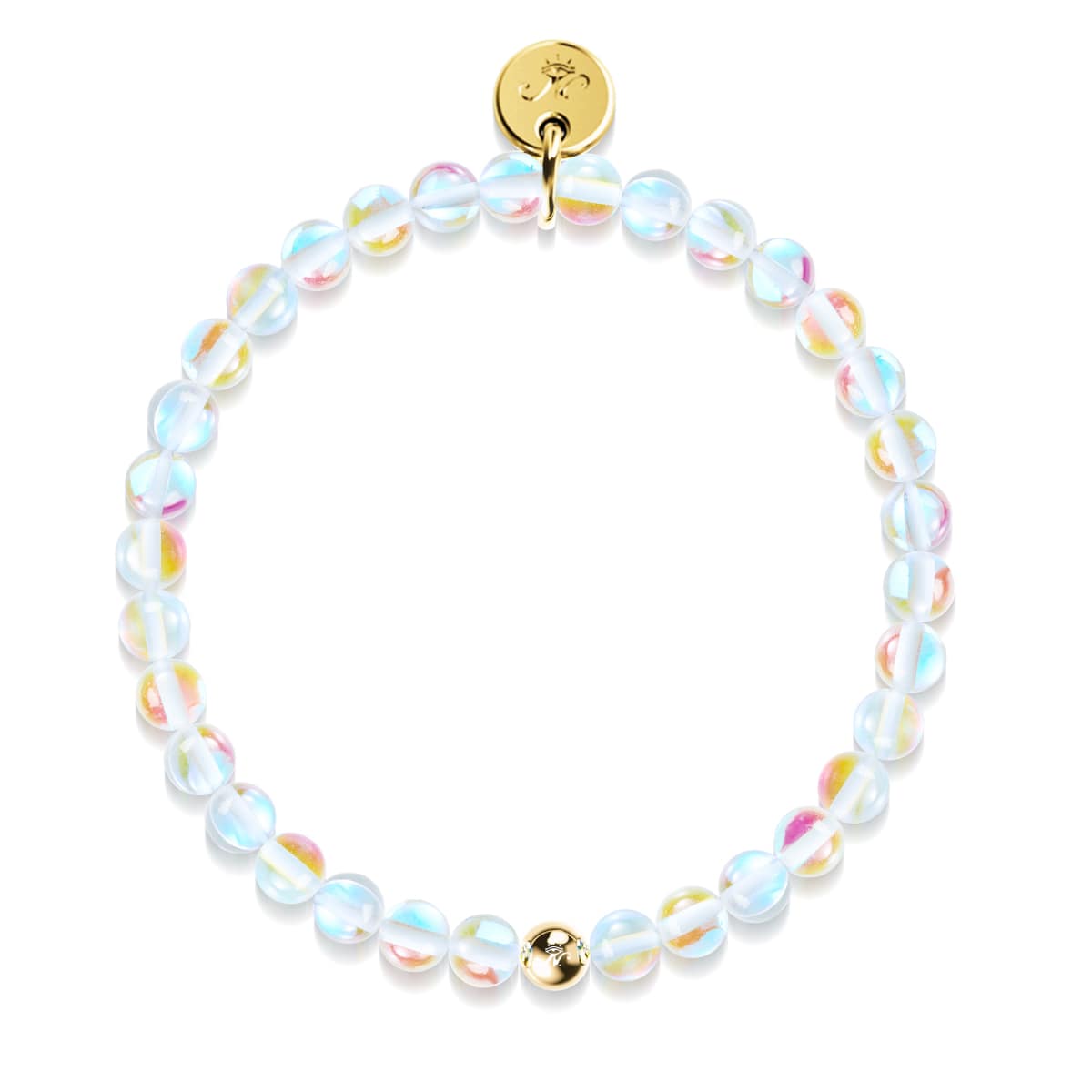 NOGU Rainbow White | Silver | Mermaid Glass Bead Bracelet