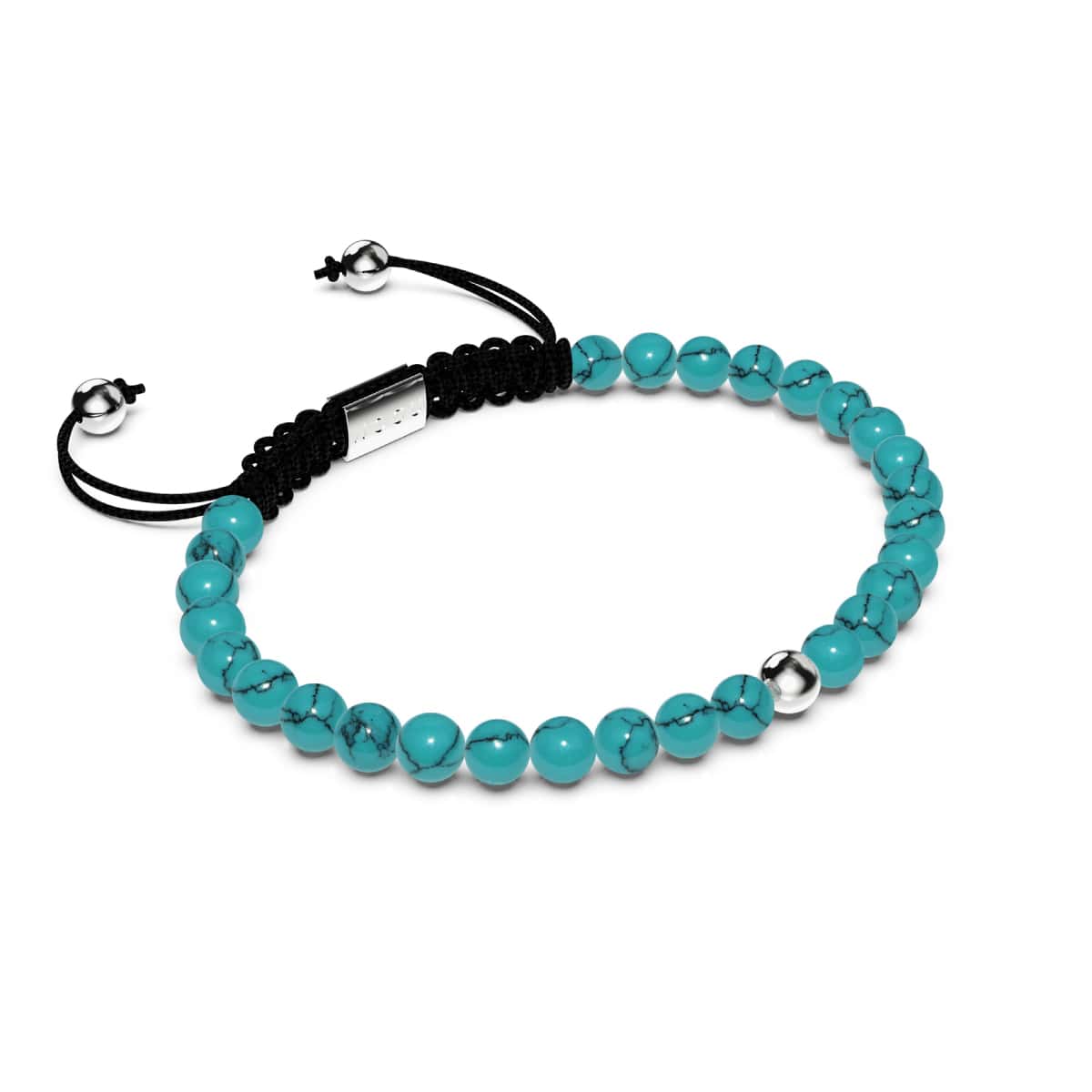 Bracelet élastique argent massif 925 et pierres de turquoise