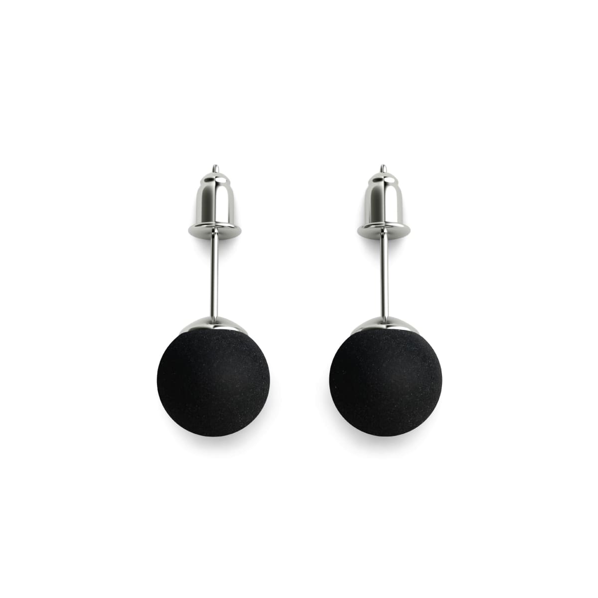 Matte Black Agate | .925 Sterling Silver | Gemstone Stud Earrings