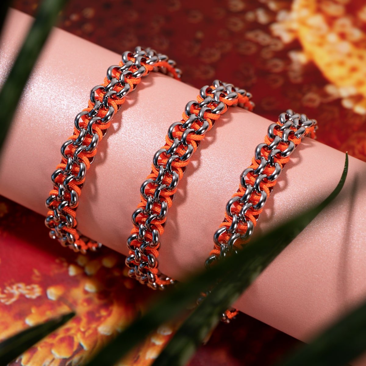 Seed Beaded LOVE Bracelets with Heart - Neon Orange - Love Is Project